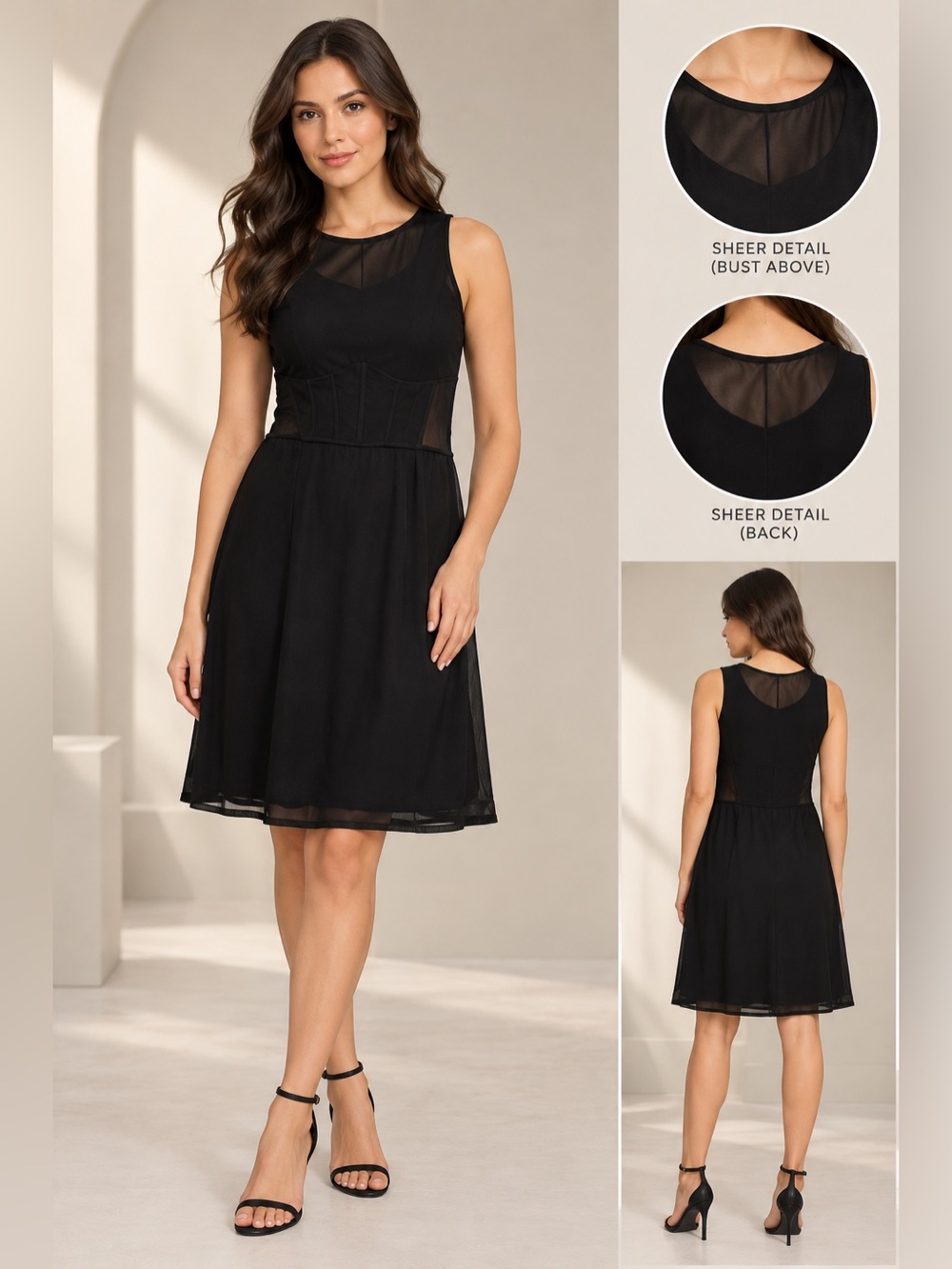 Urban Outfitters Black Sheer Mesh A-Line Dress Size M